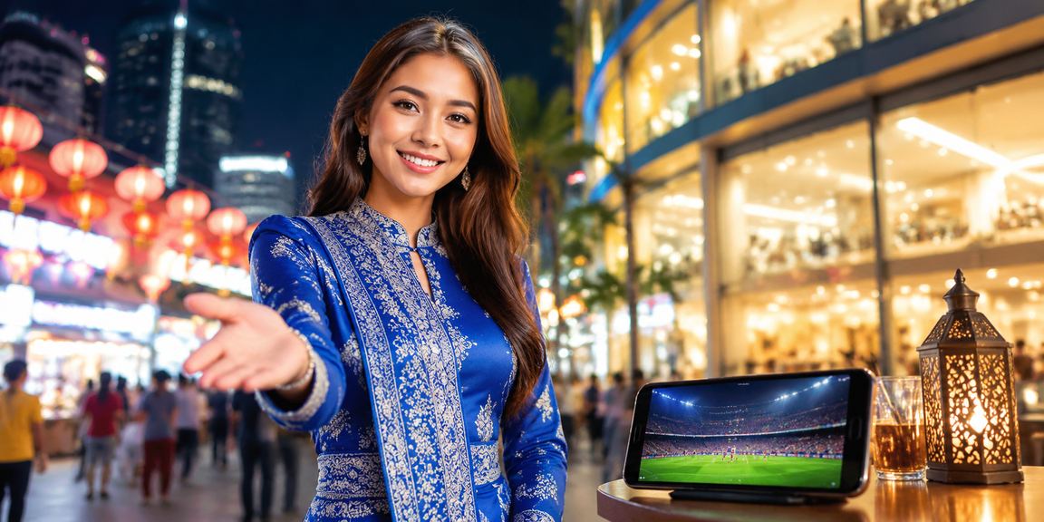 Wanita berbaju kurung bermain kasino mudah alih di Kuala Lumpur dengan gembira